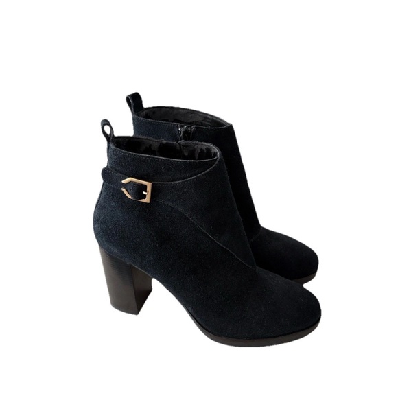 Cole Haan 8‎.5 M Chunky Suede Ankle Boots Fall Workwear Minimalist Grunge. - Picture 1 of 13